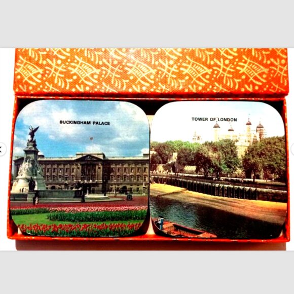 London England Coasters Set of Six with Patterned Box Buckingham Palace London B - Picture 6 of 6